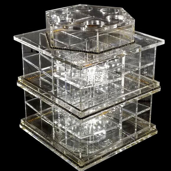 Zarha Beauty Other - Zahra Beauty Rotating Lipstick Holder Acrylic Organizing Tower w/ Rhinestone